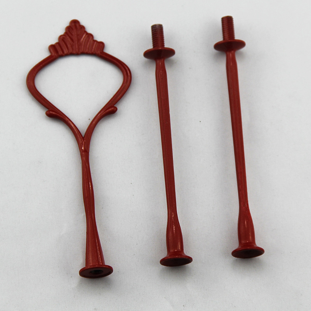 3-Tier Sturdy Cake Plate Stand Cupcake Tray Handle Fittings Hardware cake tools: Red
