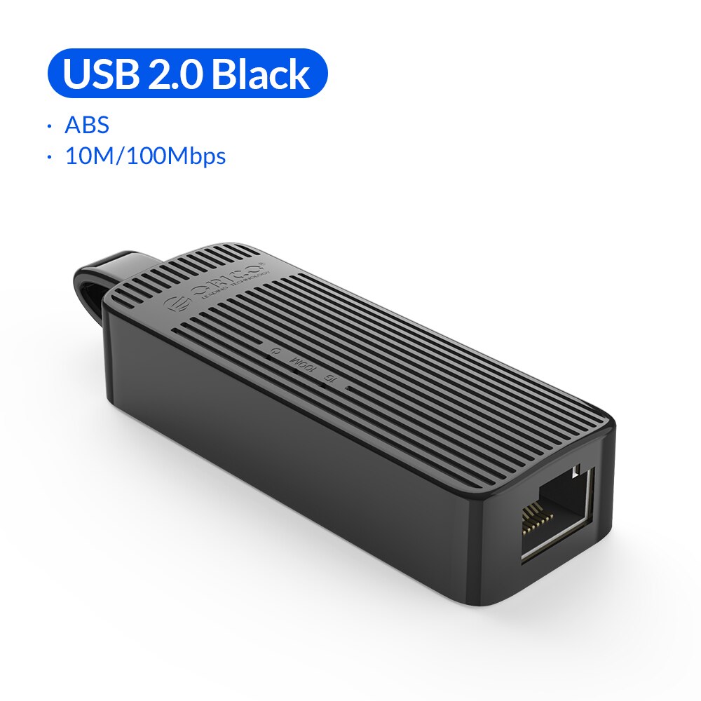 Orico Usb Ethernet Adapter Usb 3.0 2.0 Network Card Usb RJ45 Lan Voor Windows7, 8, 8.1.10, mac Os En Linux: USB 2.0 BK