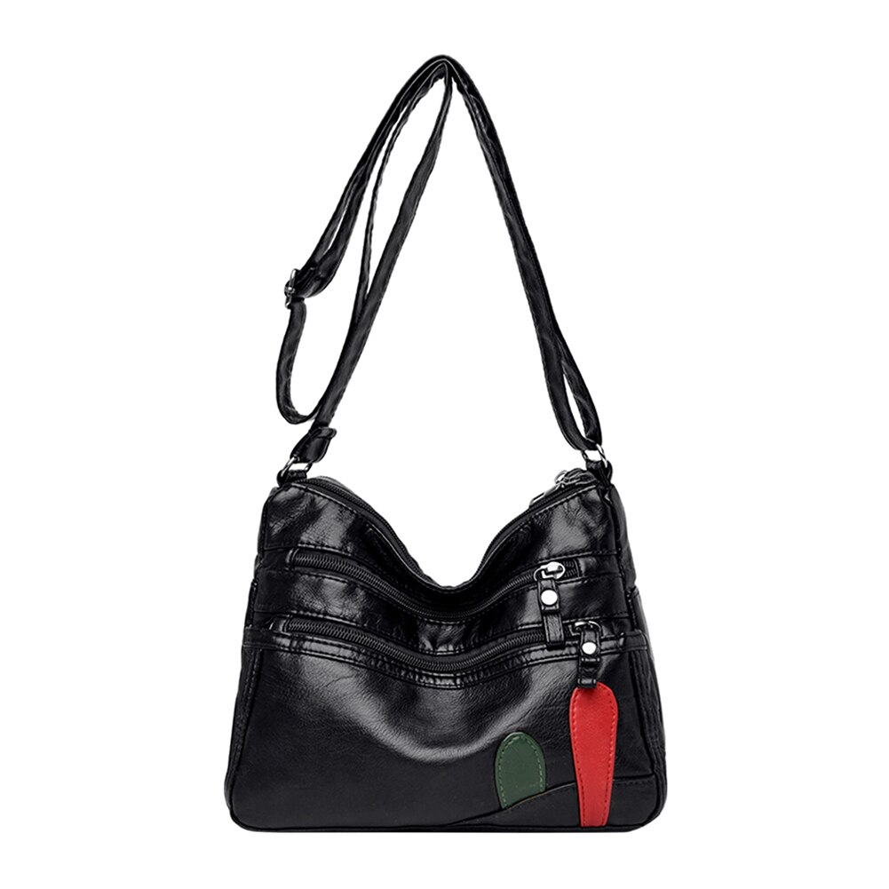 Solid Crossbody Bag Casual Women PU Shopping Street Shoulder Bags Large Capacity Multi-zipper Mother Top-handle Handbags: Hit Color F