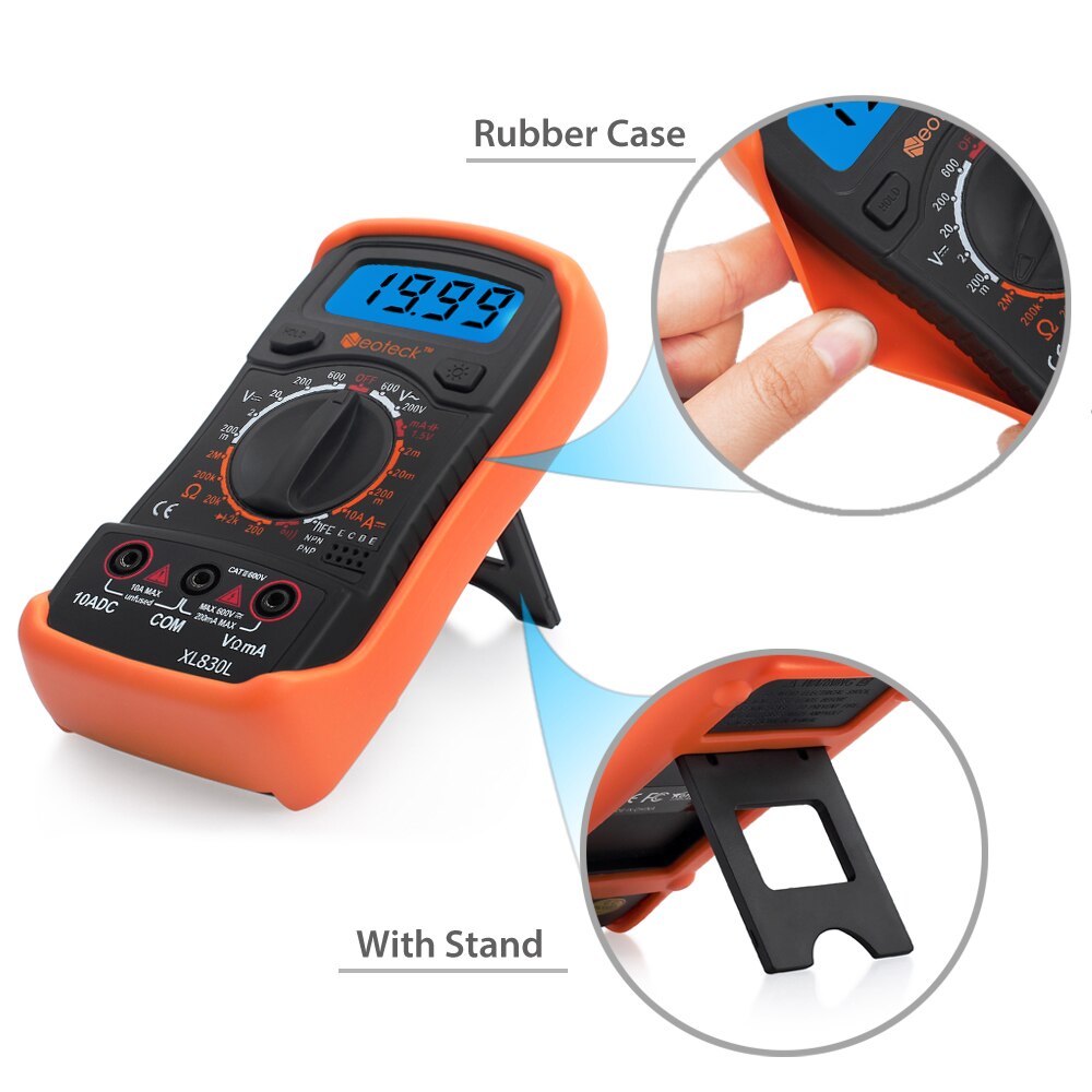 Neoteck Digital Multimeter AC DC Voltmeter Ammeter OHM Circuit Checker Tester Buzzer 1999 Counts Auto display Multimeter Tester