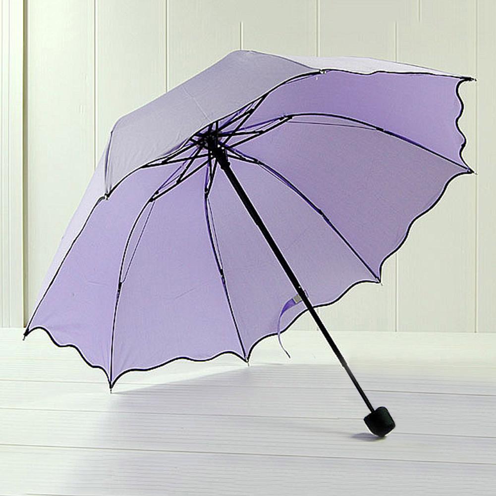 Lovely Foldable Women's Umbrella Lotus Leaves Anti UV Dome Parasol Outdoor Sun/Rain Folding Women's Sun Umbrella