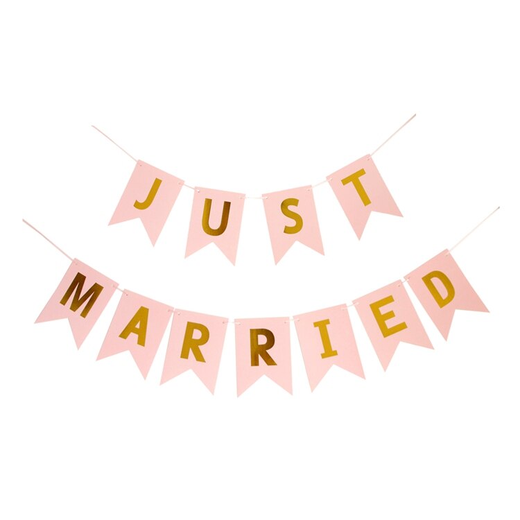 LAPHIL Wedding Decoration White Just Married Banner Mr Mrs Wedding Bunting Garland Photobooth Props Wedding Event Party Supplies: Pink