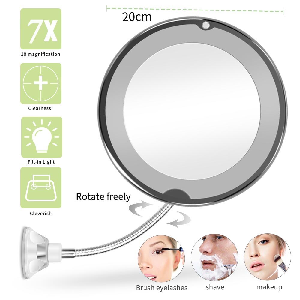 360 Degree 10X Folding Mirror Rotating Makeup Mirror My Flexible Mirror Magnifying Vanity Mirror: type 2 7x