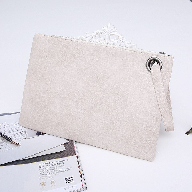 Women Party Clutches PU Leather Envelope Clutch Bag Handbag Lady Female Vintage Evening Bag: white