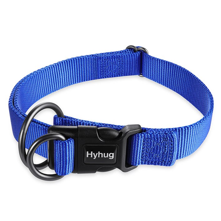 Collier pour chien robuste en Nylon, réglable, boucle pour chien, pour grands, moyens et petits chiots Husky, fournitures S/M/L HY138: Blue / M 2cm35-61cm