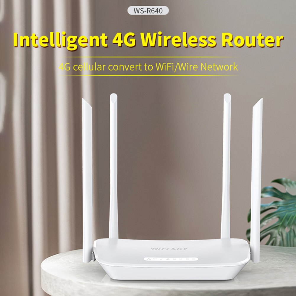 WIFI SKY WS-R640 Smart Home 300Mbps 2.4G antenna 4G WiFi Router w/ SIM Card Slot 2.4GHz WiFi Router US Plug For Home Office