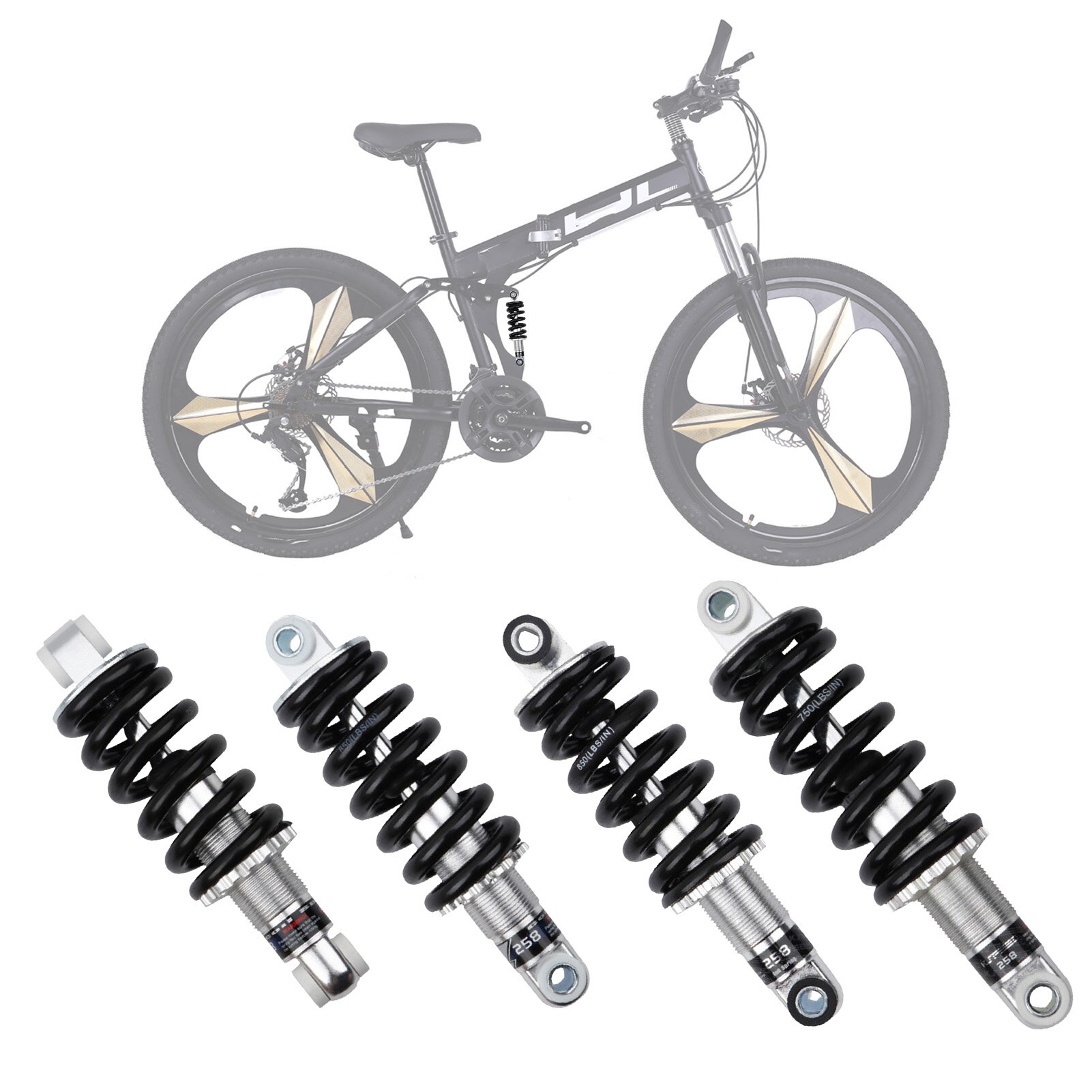 1Pcs Mountain Bike Bicycle Coil Spring Rear Shock For Electric Snow/four-link Electric Bicycles165 /170 /160/150x24mm