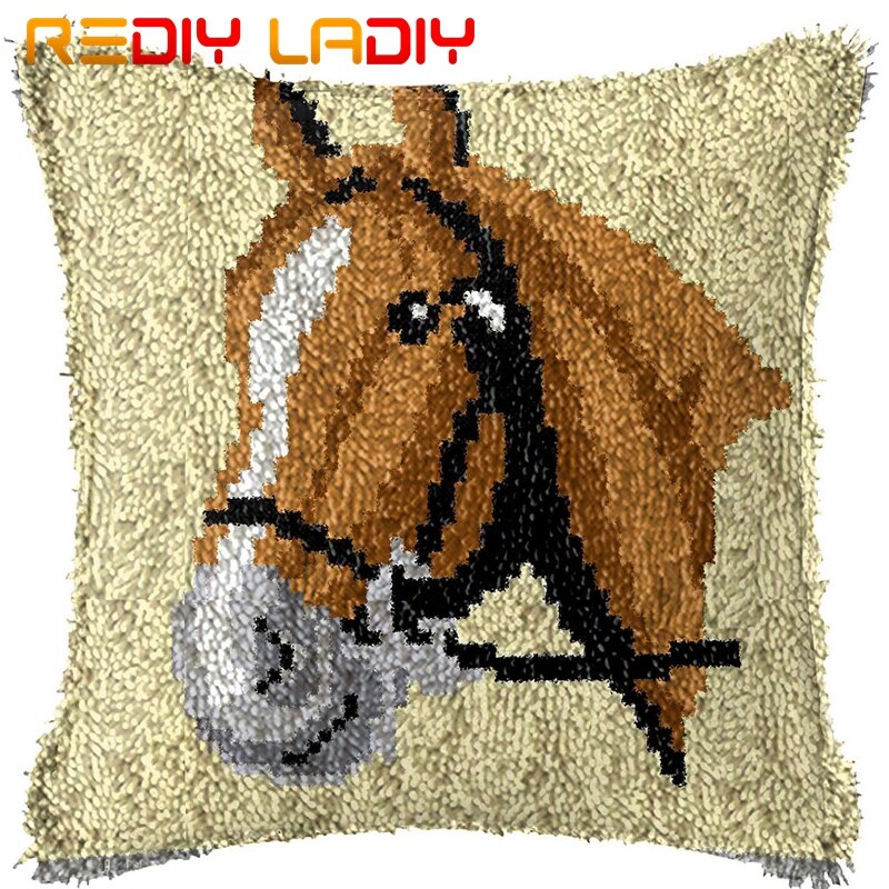 Latch Hook Kit Make Your Own Cushion King of Tiger Pre-Printed Canvas Crochet Pillow Case Latch Hook Cushion Front Hobby &amp; Craft: BZ640