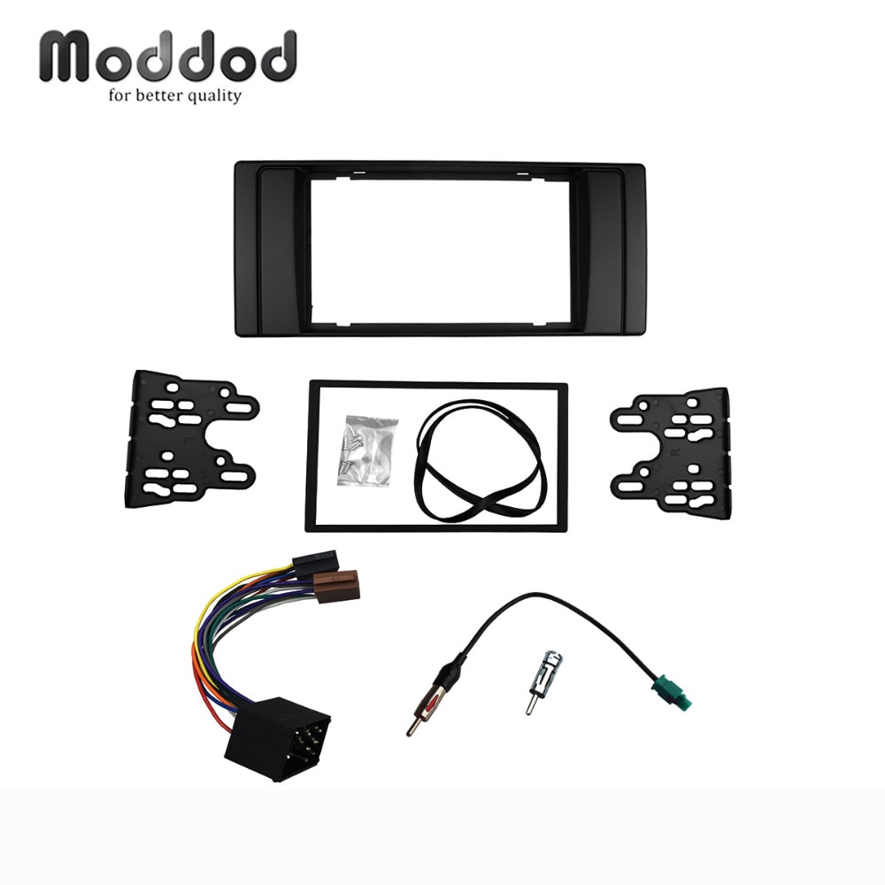 For BMW 5 Seriese E39 X5 E53 Radio CD DVD GPS Stereo Panel Double Din Fascia Dash Mount Trim Kit ISO Wiring + Antenna Adapter