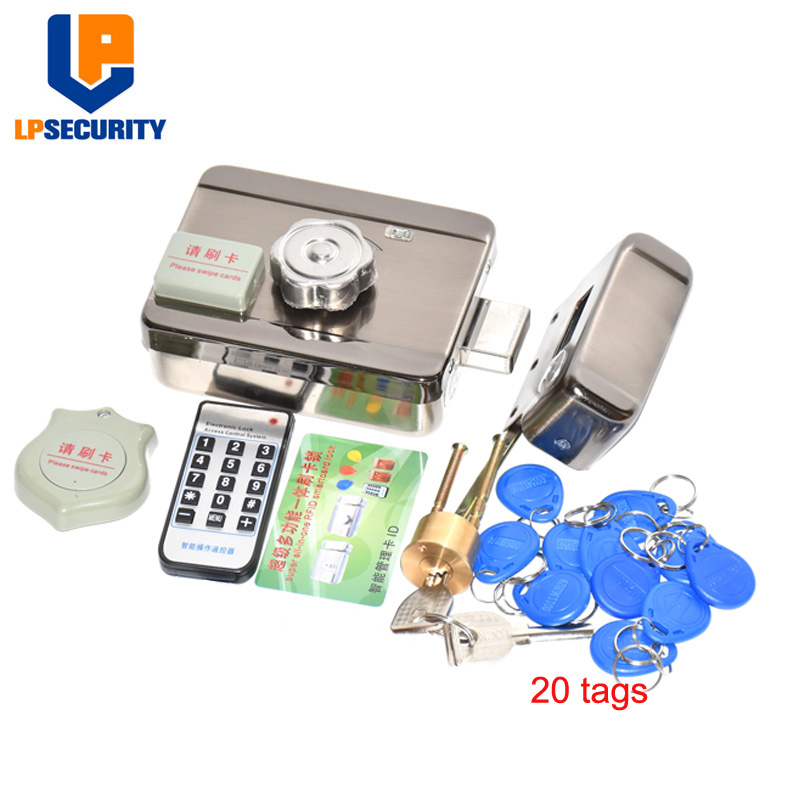 Système de contrôle d'accès de porte et de porte, dc 12v, verrouillage électronique RFID intégré avec 100 pièces d'étiquettes d'identification en option: kit2