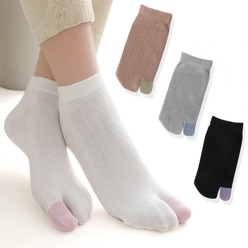 2 pçs split toe meias unisex absorção de suor cor sólida ao ar livre respirável japonês flip flop algodão meias para ao ar livre