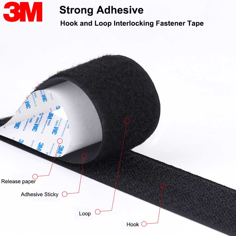 3Meter 16-100Mm Zelfklevende Klittenbandsluiting Tape Nylon Sticker Haak Lus Strips Fastener Met lijm Diy Accessoires