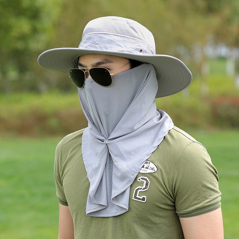 Höstsolhatt män kvinnor hinkhatt med nackskydd utomhus uv-skydd stort brett rand vandringsfiske mesh andas mössa