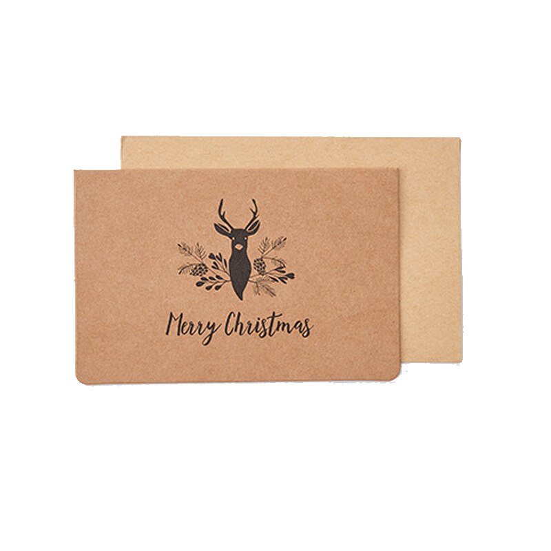 20Packs kraft paper Christmas greeting cards Art envelope Christmas hat elk wreath diy 12.8*8.4CM: C