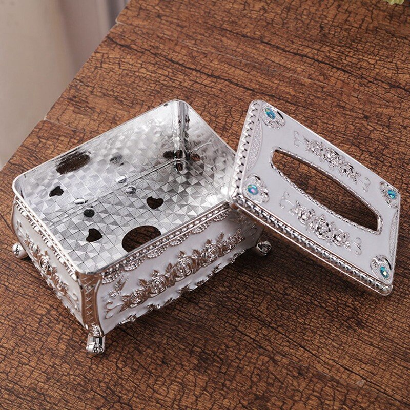 Modern European Ornate Tissue Box Cover, Luxury Noble Paper Facial Tissue Napkin Holder For Bedroom Office