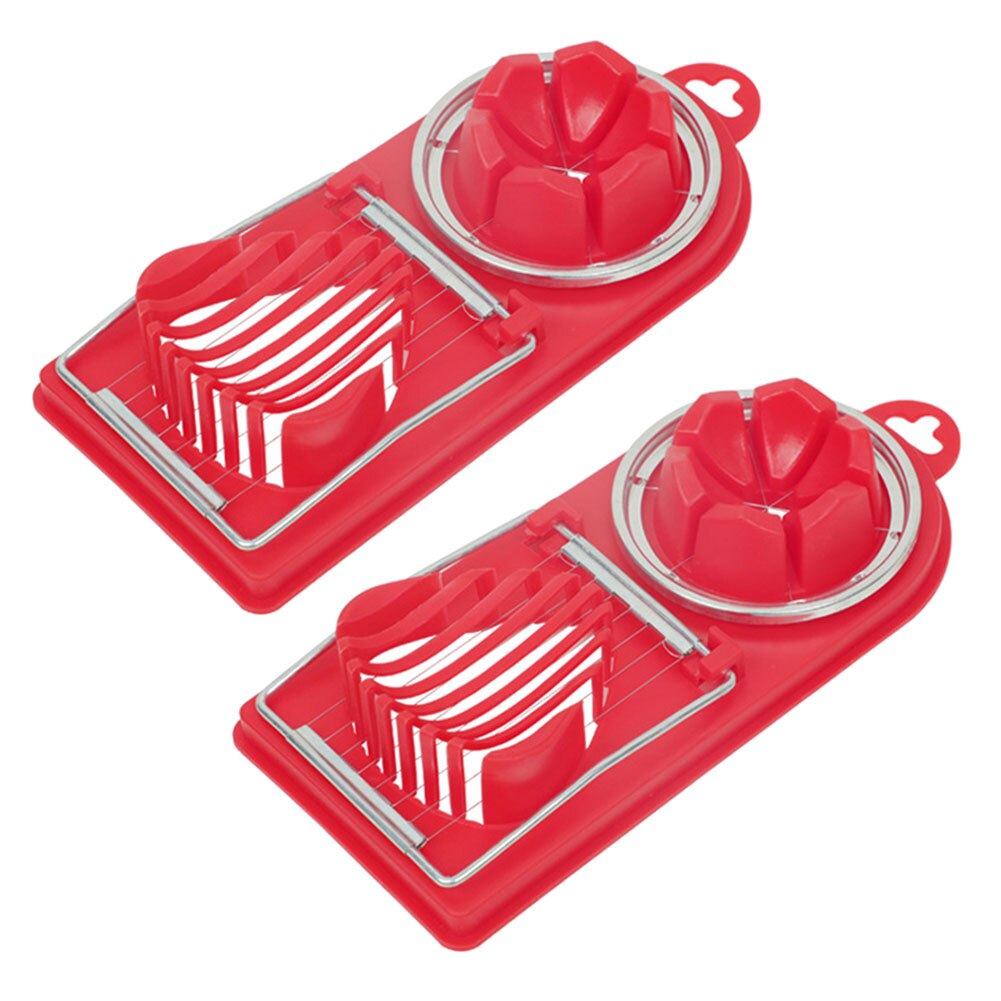 2Pcs Egg Cutter Multi-Functional Egg Slicer 2in1 Kitchen Tool Eggs Cutting Gadgets Egg Splitter Cooking Tools: Red