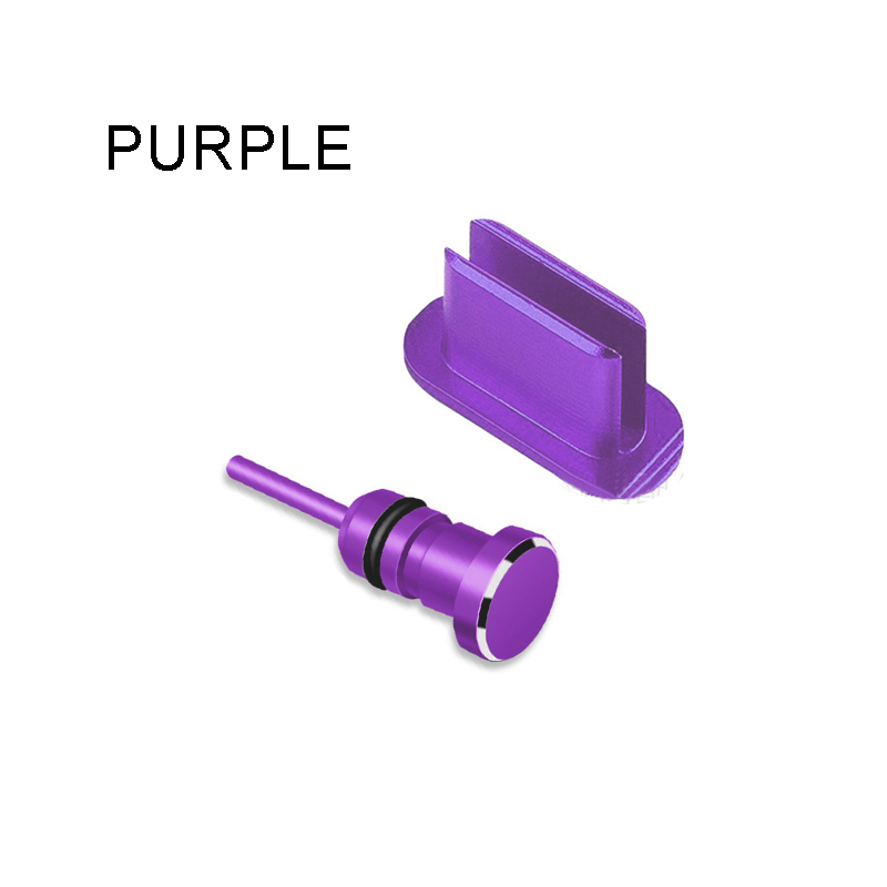 Protector de teléfono Usb c, enchufe antipolvo para Usb, cubierta antipolvo, accesorios para teléfono celular, tapa antipolvo tipo c, conector para auriculares: Morado