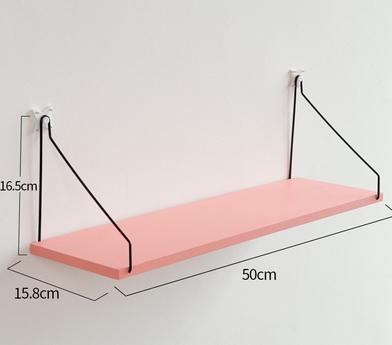 Metal Solid Wood shelf Bracket Support Wall Mounted Storage Rack Home Accessory 30/40/50cm 1pcs: Large 50cm Pink