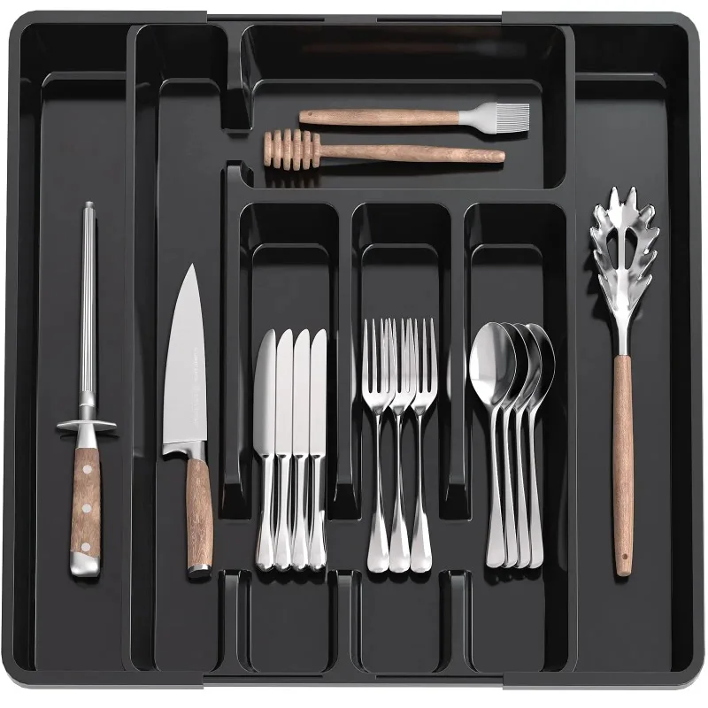 Besteck, erweiterbare Küchenschublade, Küchen-Organizer, verstellbarer Speisekammer-Organizer, Utensilien-Besteck-Schublade für Gabeln, Messer