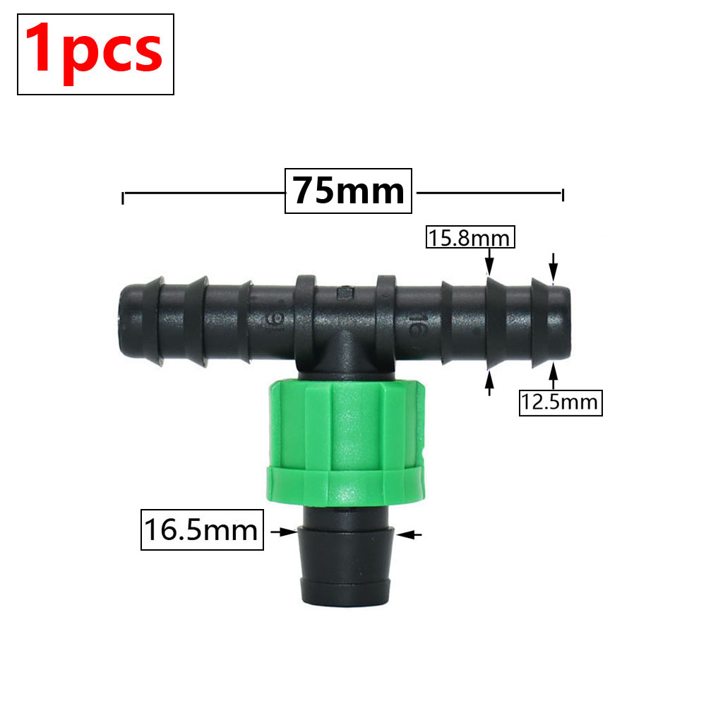 16mm Drip Tape Hose Connectors Tap Straight Tee Elbow End Plug Greenhouse Farm Garden Water Connector Drip Irrigation System: black