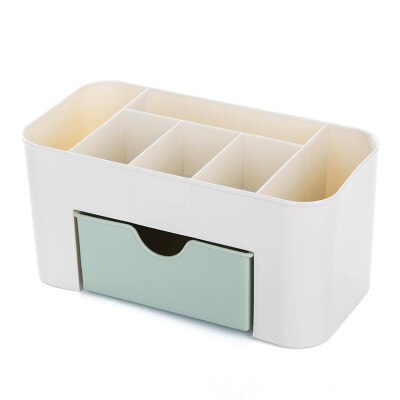 Soporte cuadrado de plástico para bolígrafo organizador de escritorio, caja de almacenamiento de cosméticos, soporte multifuncional para lápices con pequeño contenedor de cajón: F