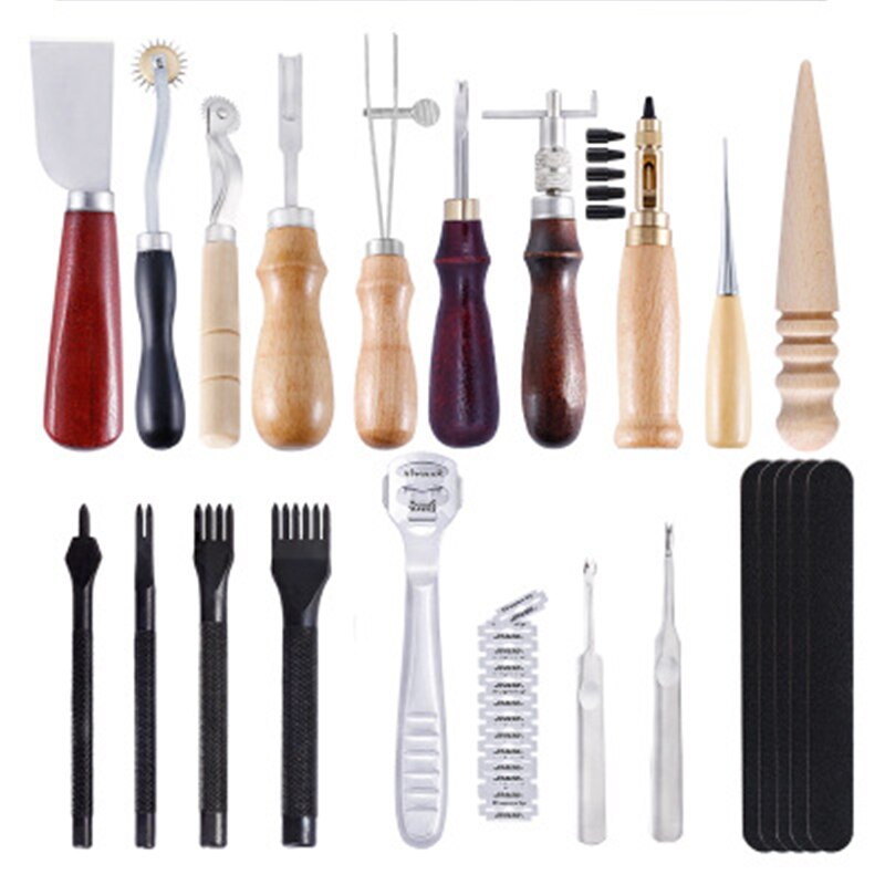 DIY Leather Craft Tools Kit Hand Sewing Stitching Punch Carving Work Set Accessories: Style 4