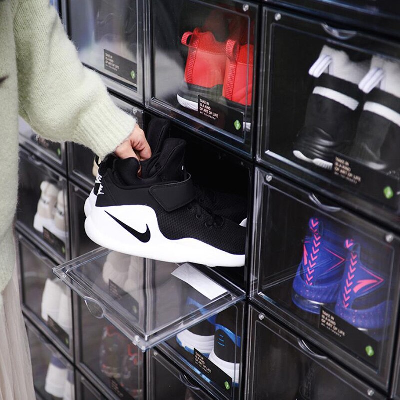 Baffect 1 pak transparante schoenendoos plastic schoenendoos organizer voor schoenenblikhouder  eu46 sportschoenen stapelbaar schoenenrek