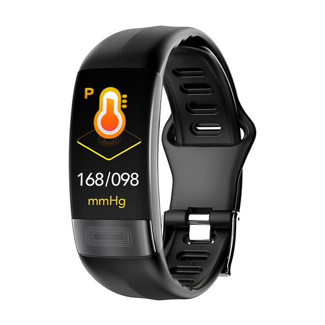 P11 ecg + ppg hrv smart armbånd blodtryks pulsmåler smart band fitness tracker skridttæller vandtæt sport smartband: Sort