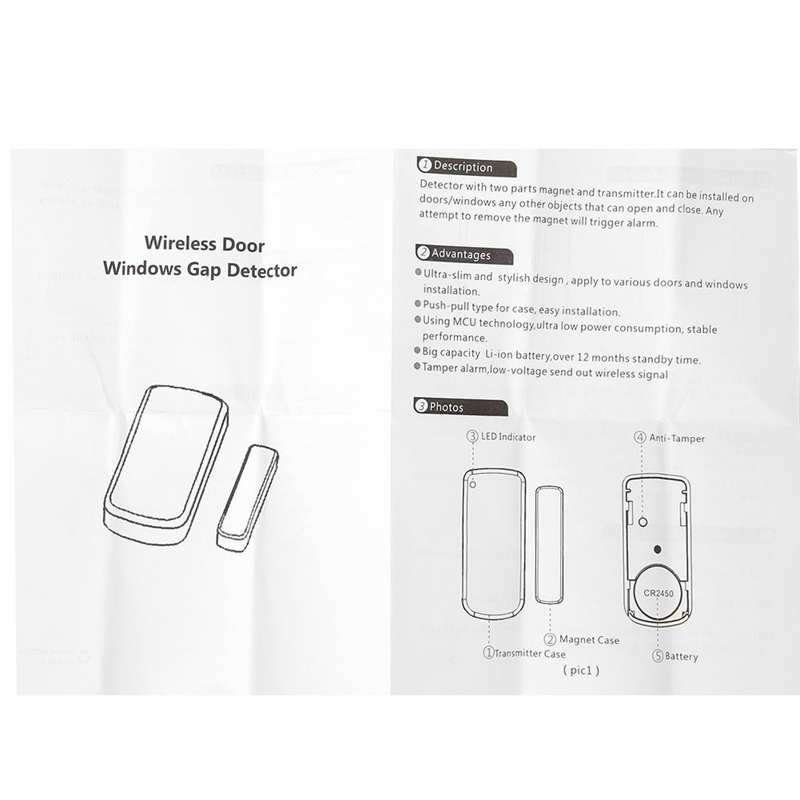 Draadloze Alarmsysteem Doe-Het-zelf 433 Mhz Home Security Alarm Kit Met 1 Licht Sirene Voor windows 2 Magnetische Sensor