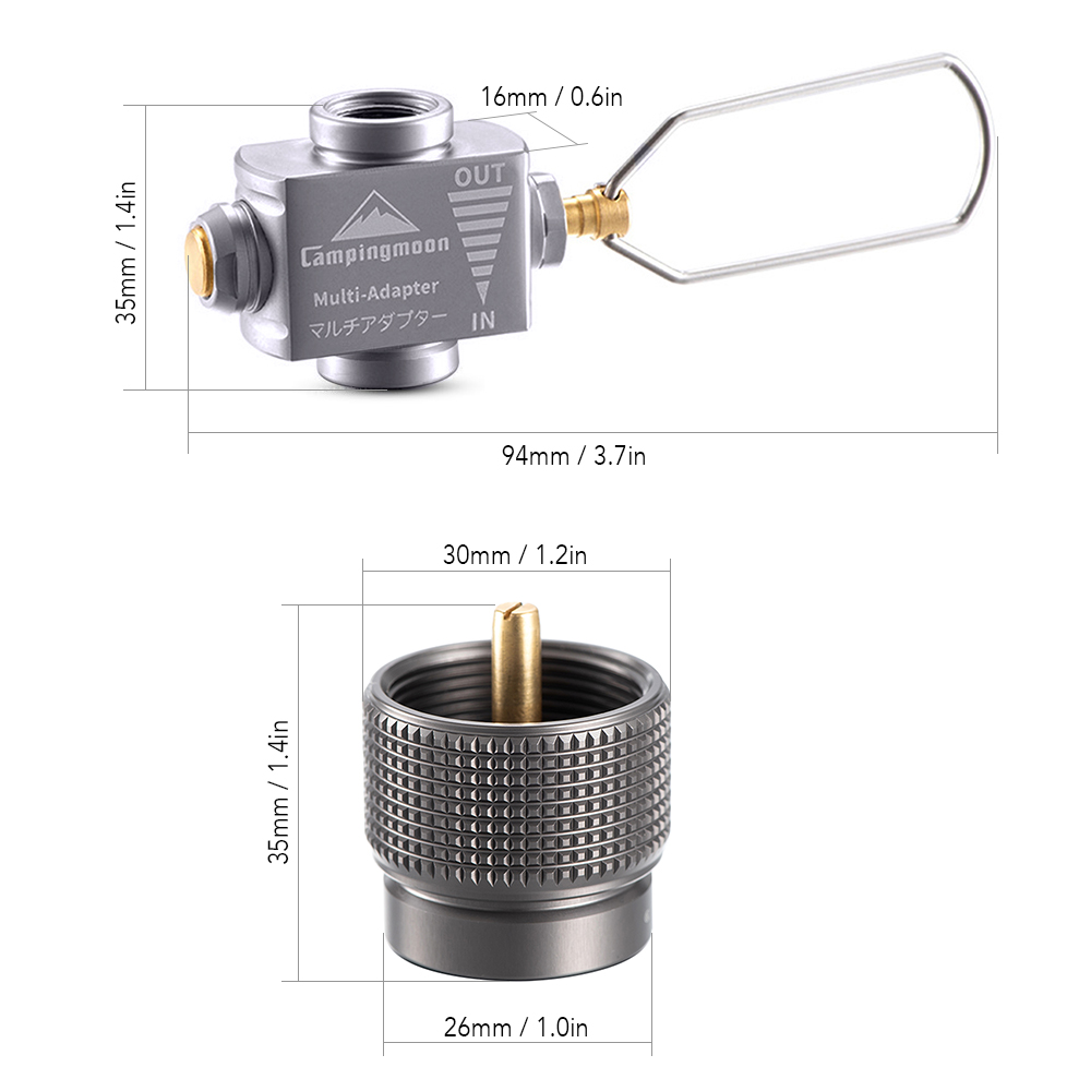 Campingmoon gass sparer Plus med gassadaptere til campingkomfyr kokekar gasstank adapter komfyrtilbehør: Sett 3