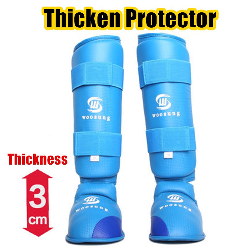 Engrossar karate caneleiras tkd almofada perna instep protetor boxe taekwondo mma formação removível shin guard muay thai fitness