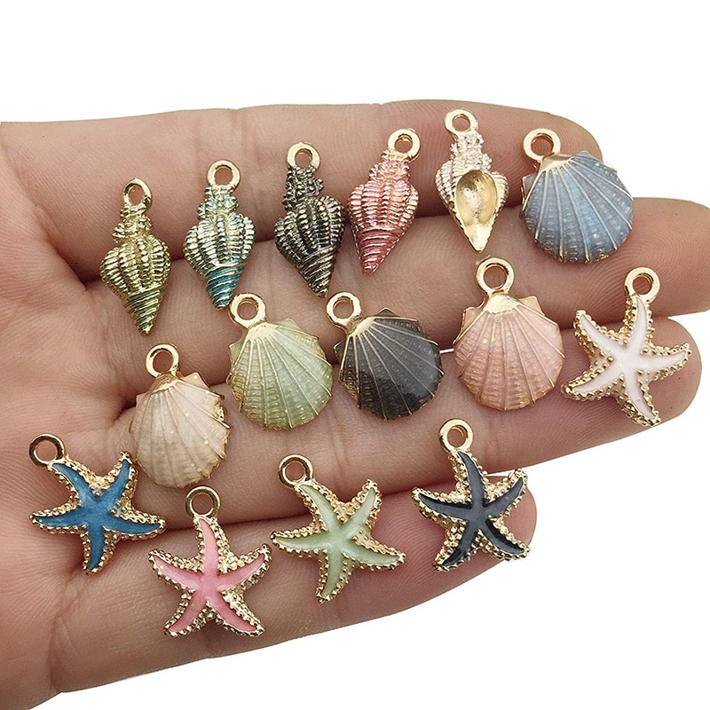 15Pcs Seashell Zeester Hanger DIY Craft Sieraden beach Wedding Mermaid baby shower Verjaardagsfeestje tafel middelpunt Decoratie