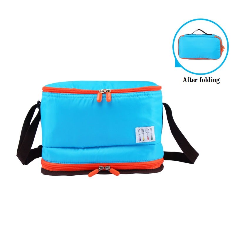 Sac thermique pliable Double couche, étanche, glacière de plage, bouteille de Camping, Pack de glace, petits sacs thermo-isolés: Bleu