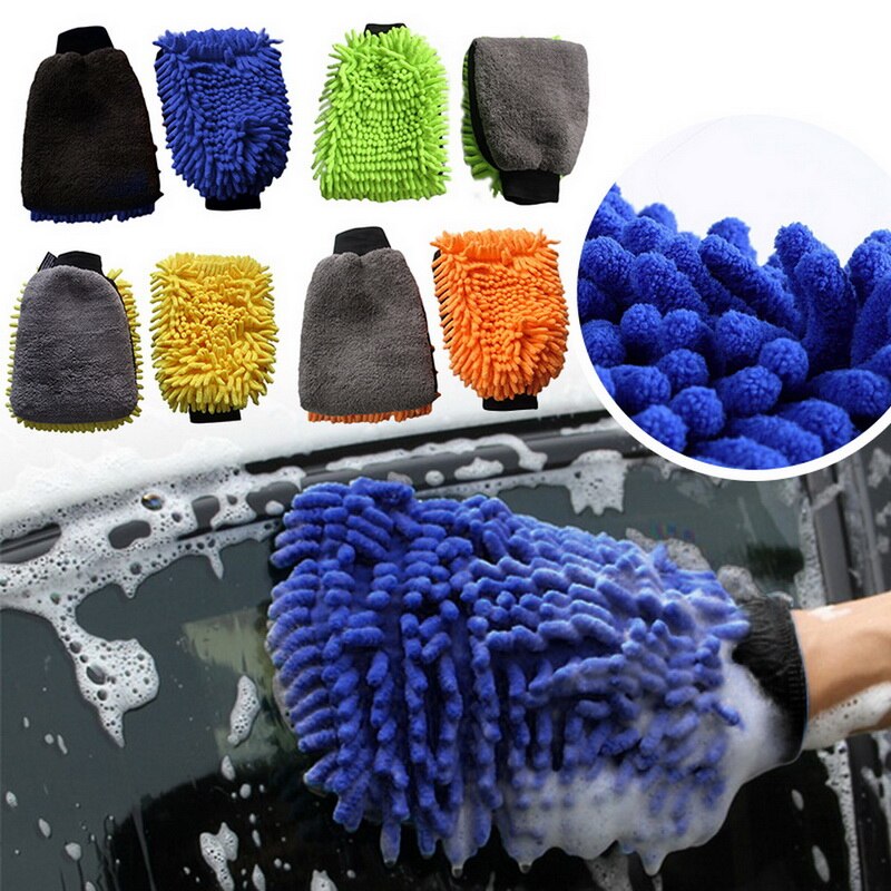 Guantes de lavado de coches Universal guantes de peluche coral de un solo lado herramienta para lavado de coche guante de limpieza