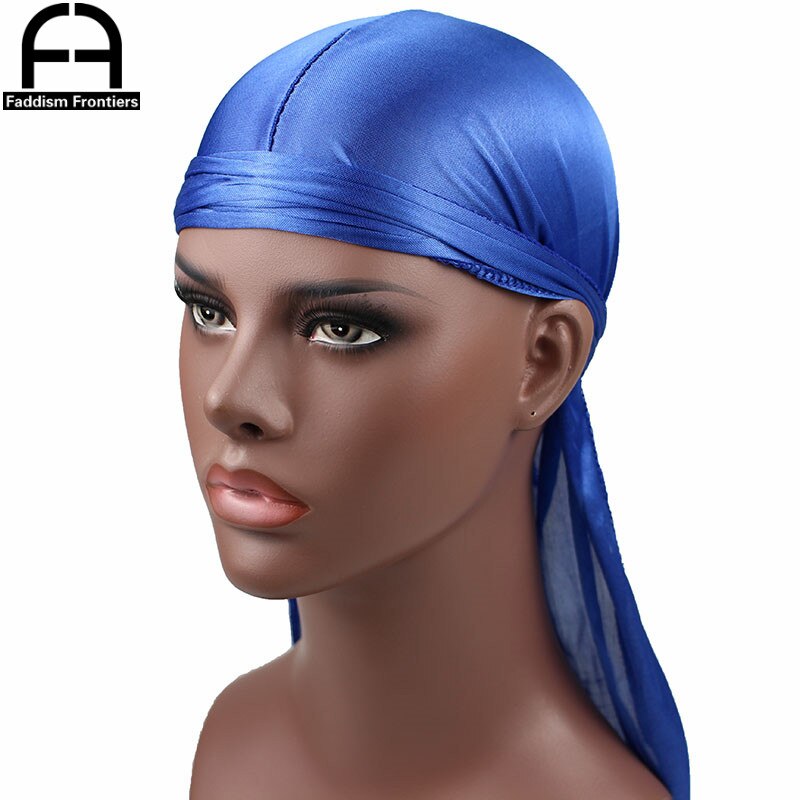 Perruques Turban en Satin Durag pour homme | Couvre-chef de motard, bandeau de luxe, chapeau Pirate, accessoires pour cheveux,: Royal blue