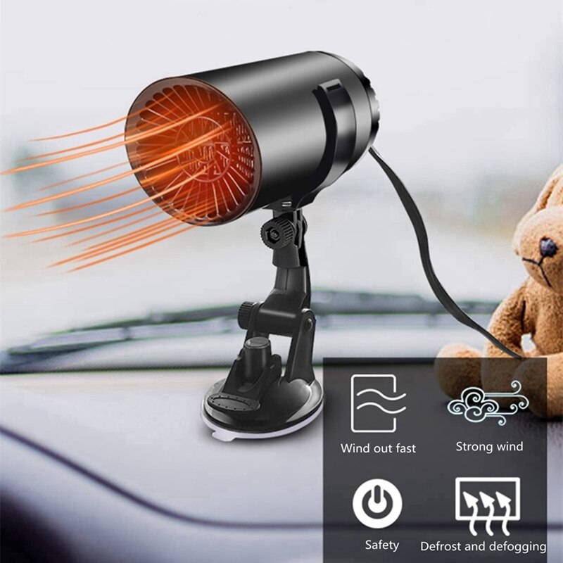 Allume-cigare Portable 12V 150W, chauffage et refroidissement rapides du pare-brise, ventilateur dégivreur de voiture