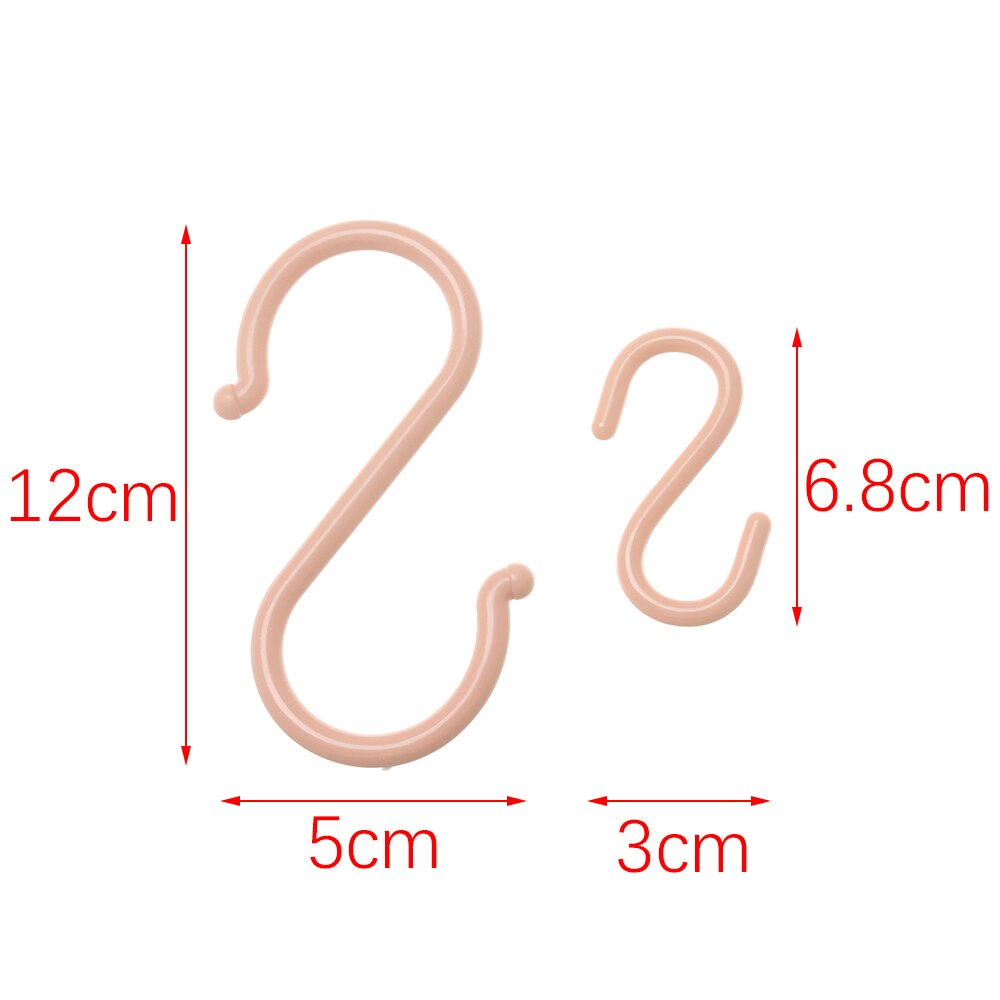 4 stuks/set duurzame gratis ponsbare s-vormige haakhangerhaken abs dubbelzijdige ronde multifunctionele zware clips huishoudelijk gereedschap