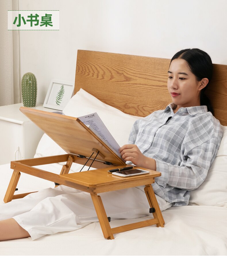 3 kg lightweight multifunctional computer desk log solid foldable computer desk laptop table bed foldable table