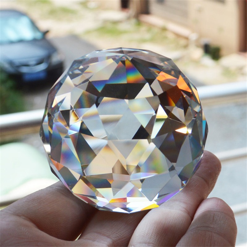 Photography Faceted Crystal Ball Feng Shui Paperweight Decorative Glass Ball Shiny Transparent crystal solid faceted ball