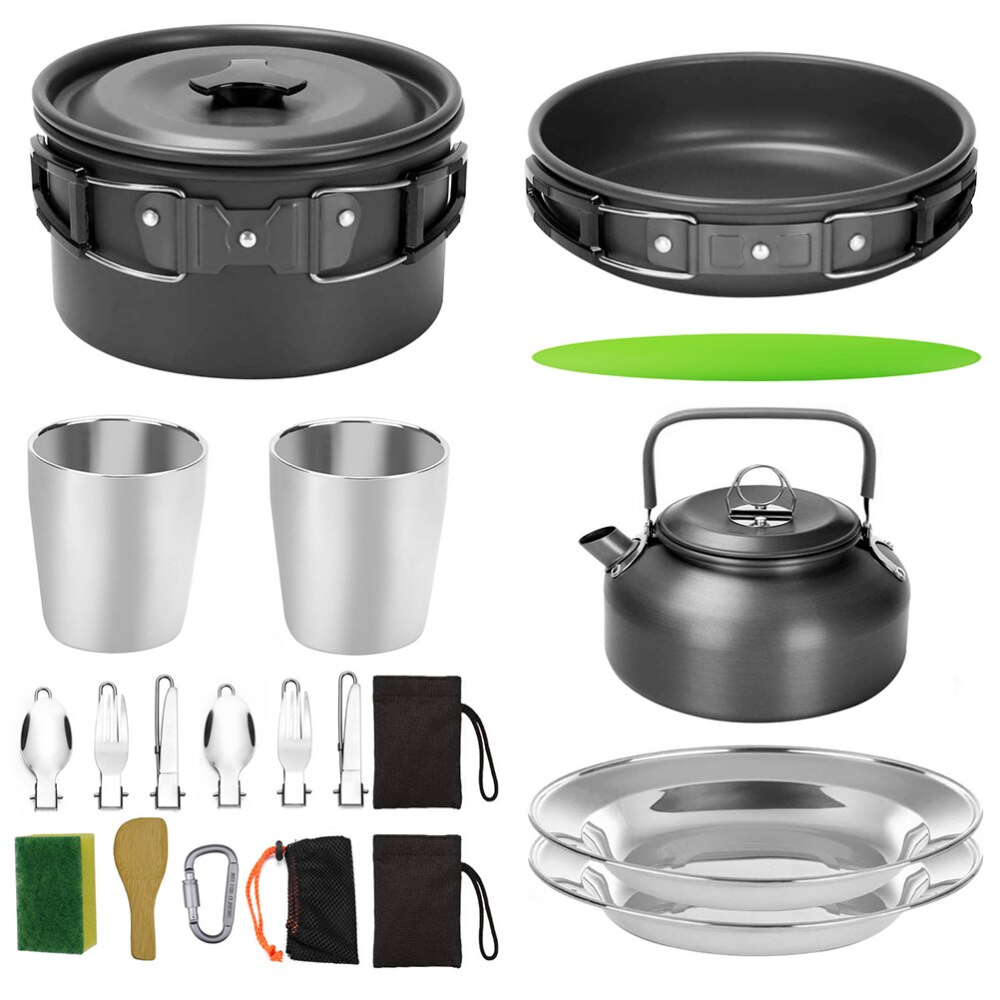 1 Set 18 Pcs Outdoor Cooker Camping Cookware Multipurpose Kitchenware