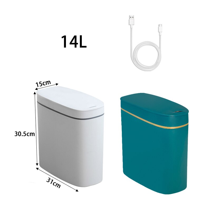 Smart Trash Can USB Charging Waste Bin For Kitchen Bathroom Dustbin Automatic Sensor Garbage Can Home Narrow Seam Waste Bin