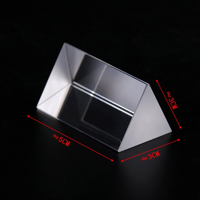 Students Teaching Equipment 30x30x50mm Triangular Prism Optical Prisms Glass Physics Teaching Refracted Light Spectrum Rainbow