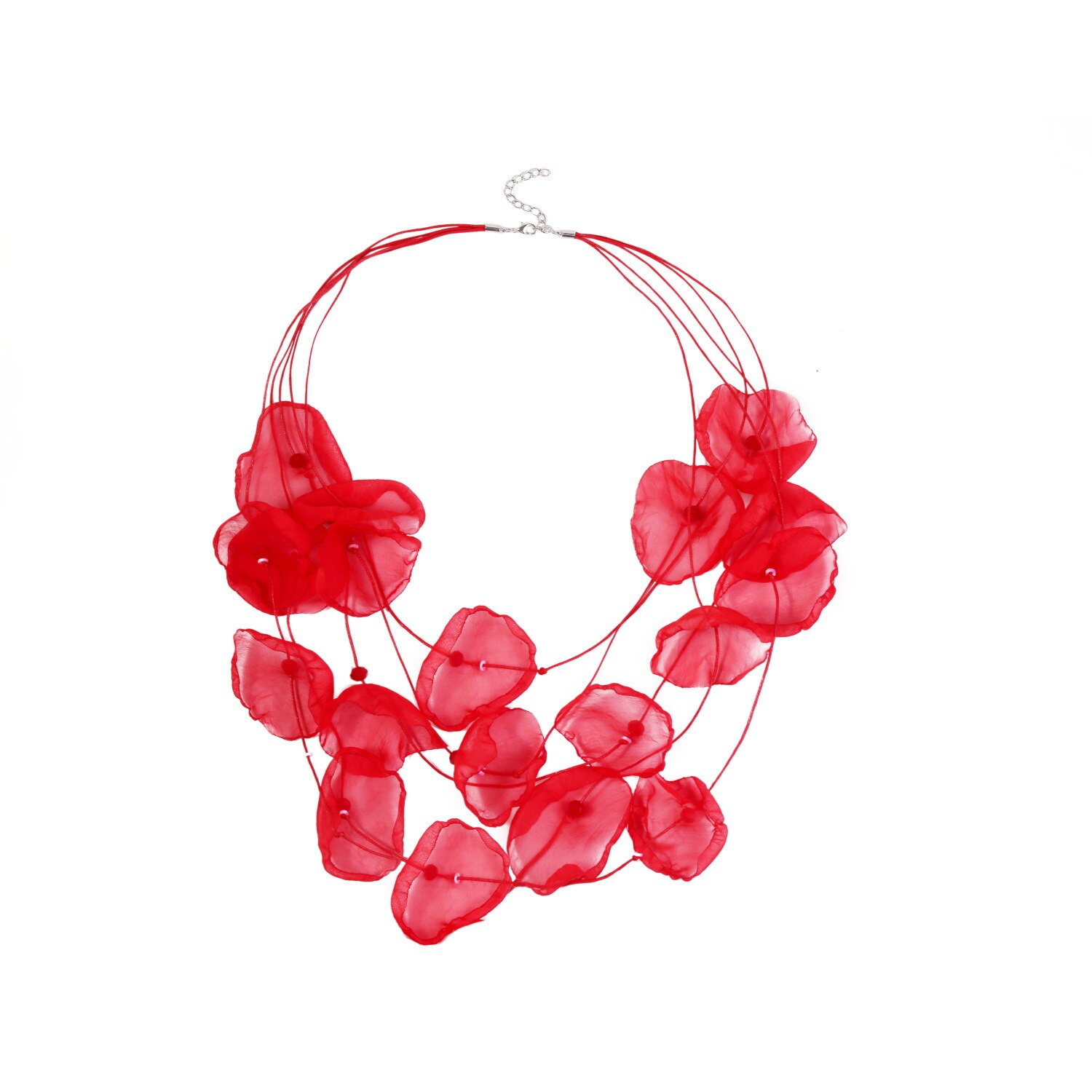 Collier multicouche en dentelle de style bohémien pour femmes, pétales de rose à larges franges, accessoires de bijoux élégants, d'été: 1