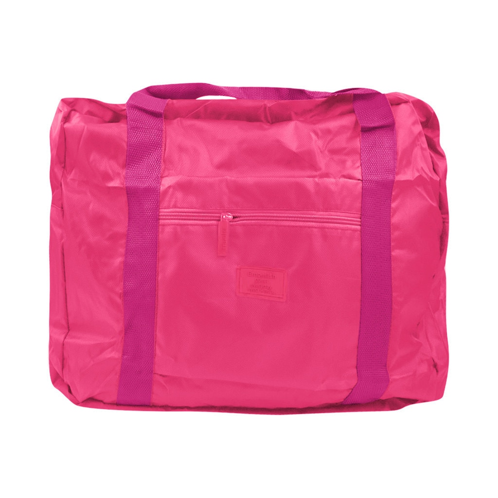 Kvinder foldbar vandtæt rejsehåndtaske kuffert opbevaringspose stor kapacitet skuldertasker rejsetaske bolsas #yj: Hot pink