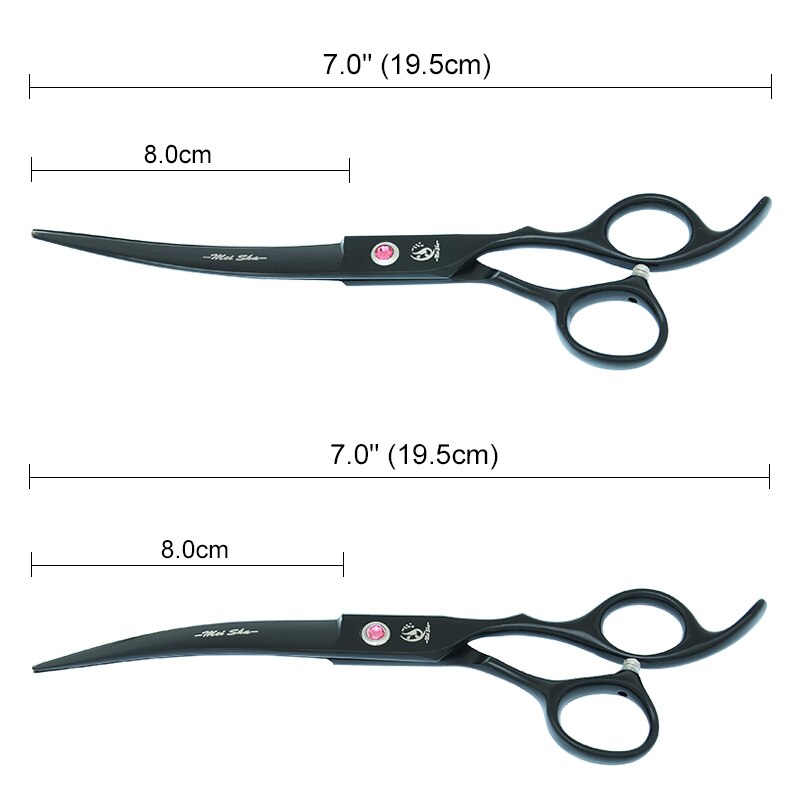 7" Japan 440C Dog Shears Pet Grooming Scissors Straight Curved Cutting Thinning Tijeras Animal Hair Trimmers B0032A