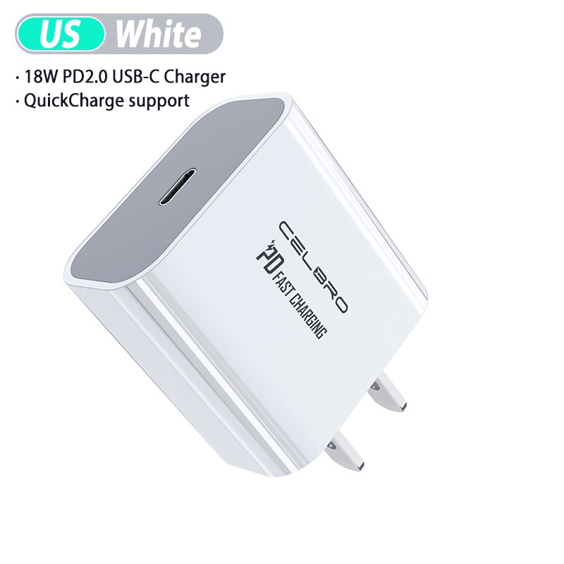 18W 20W PD USB Type C Quick Charger Adapter Charging For IPhone 12 Mini Pro 11 XR X 8 Max Fast Charge EU US Travel PD Port: 18W US plug