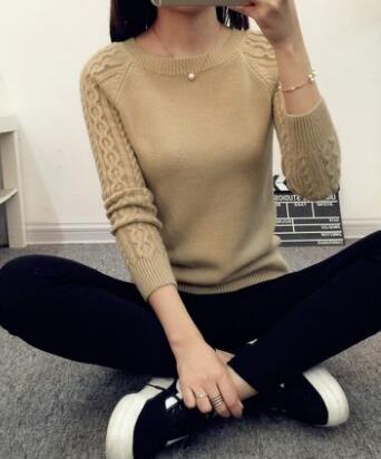 Women Sweaters And Pullovers Autumn Winter Long Sleeve Knitted Sweater Female Black/Pink Jumper Casual Solid Pull Femme: light coffee