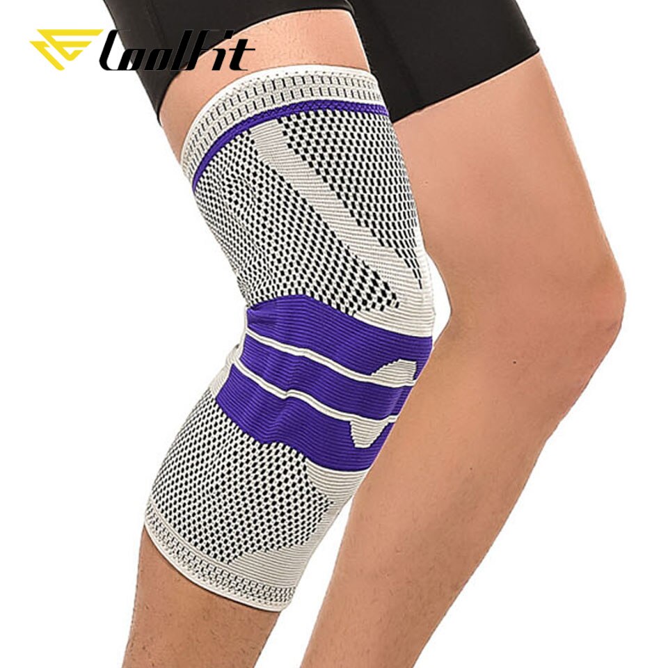 CoolFit 1Pair Basketball Knee Pads with Support Silicon Padded Elastic Non-slip Patella Brace Kneepad for Fitness Gear Protector