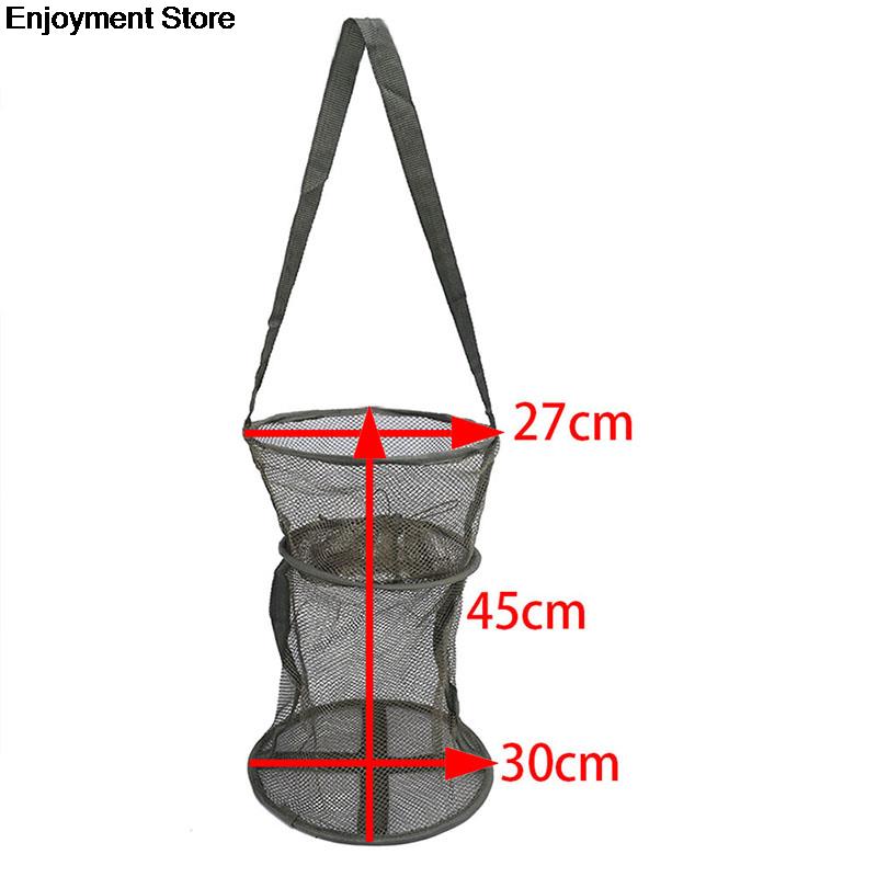 Netzwerk Falten Kescher Tragbare dunkelgrün Fischernetz Runde Klapp Fisch Garnelen Gittergewebe KäFeige Gießen Netz Angeln Falle