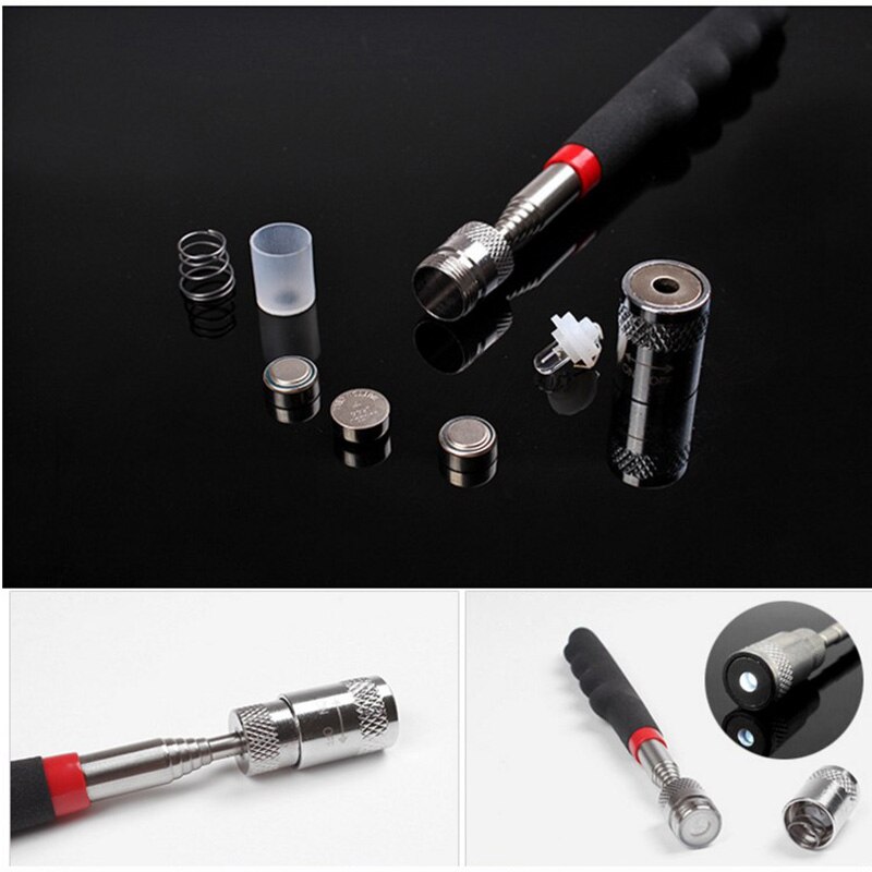 Mini Imanes de neodimio, palo de recogida LED, herramientas magnéticas telescópicas para recoger tuercas, pernos DIN889